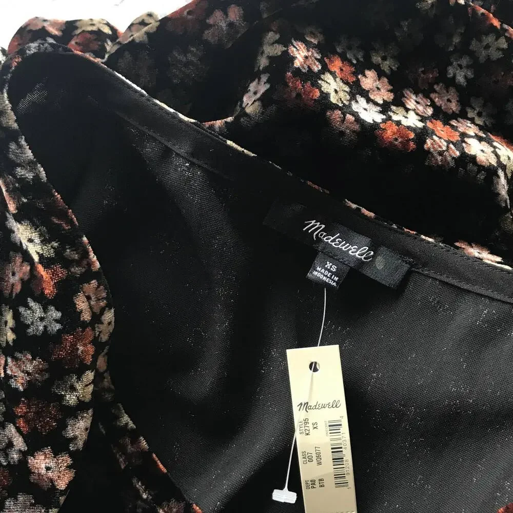 Madewell Velvet Tulip Sleeve Burnout Ruffle Top